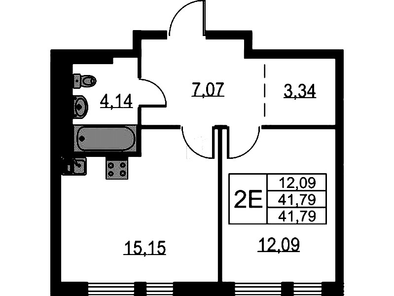 1-комнатная квартира 41.79 м², 1/17 эт., ЖК «Невская Долина»